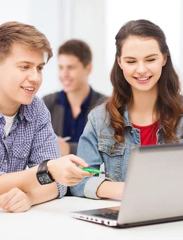 Students working